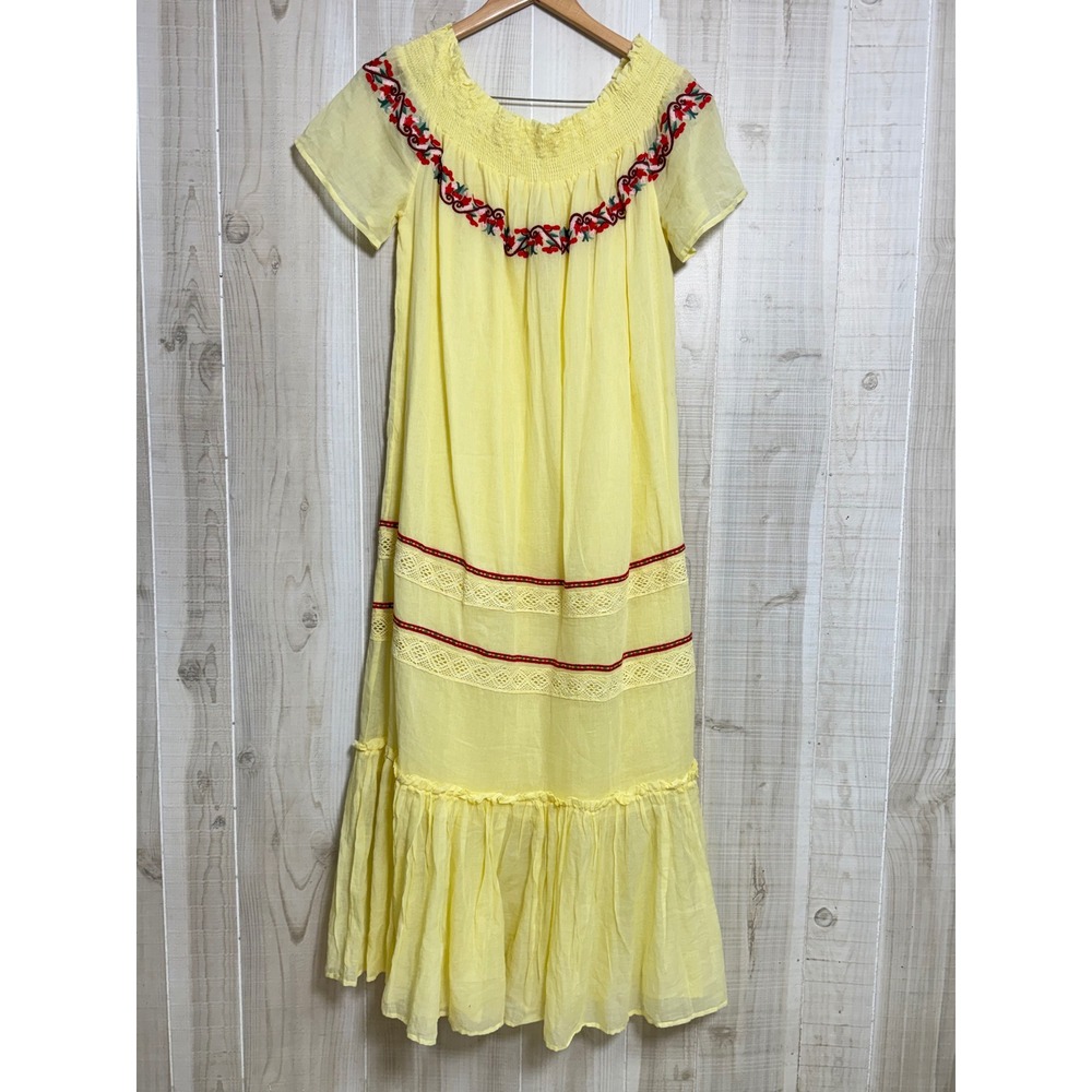 Millie Mackintosh x Pitusa Yellow Embroidered Cotton Gauze Maxi Dress II - Picture 2 of 7